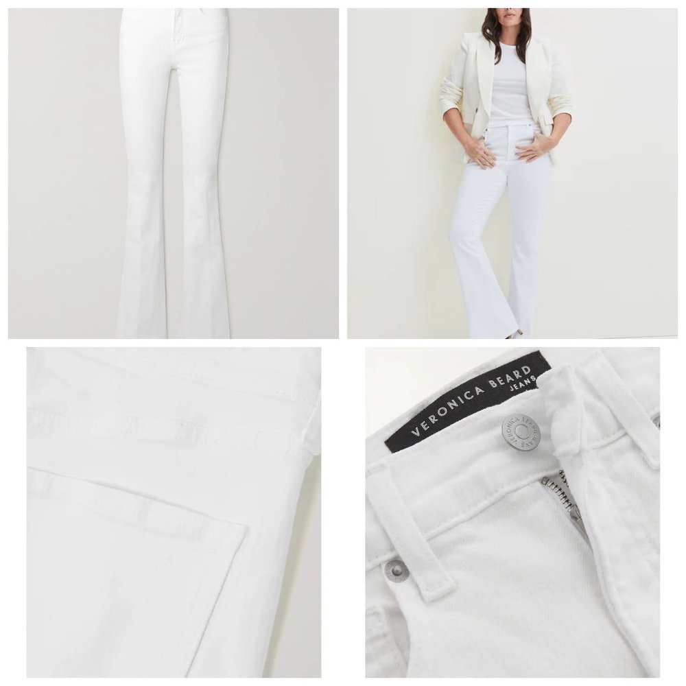 Veronica Beard Ivory Flare & Wide Leg Jeans